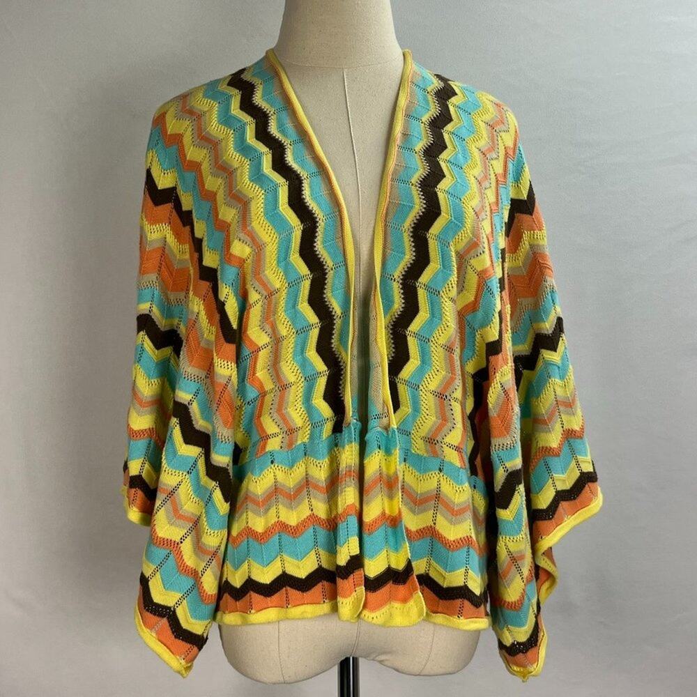 Chelsea & Violet Cute dolman sweater Cardigan Multicolor Chevron sz S